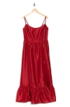 Hutch Flounce Hem Organza Gown In Red