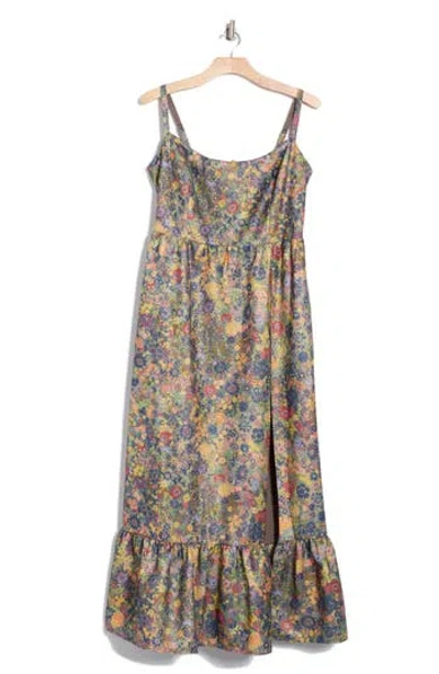 Hutch Flounce Hem Organza Gown In Muted Whimsy Floral