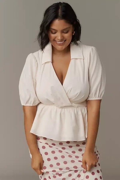Hutch Fowler Puff-sleeve Peplum Top In White