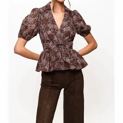 Hutch Fowler V Neck Top In Black/copper In Brown