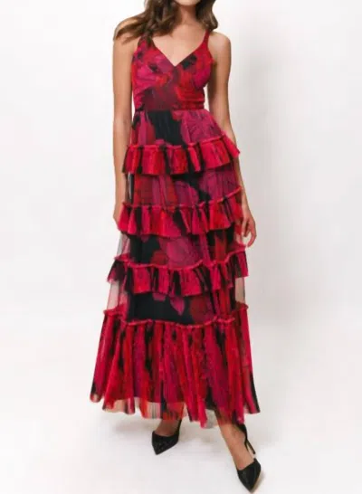 Hutch Freya Tiered Maxi Dress In Pink Blooming Floral
