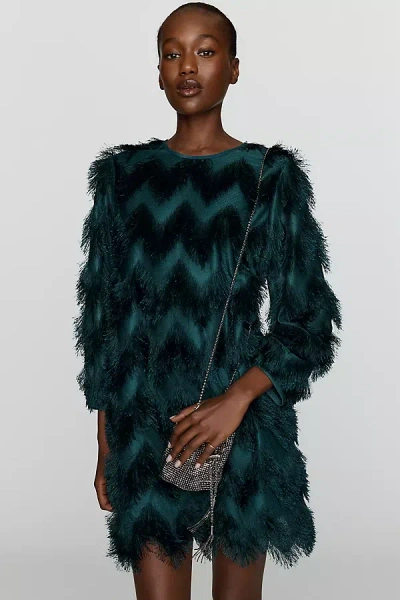 Hutch Fringed Chevron Dress In Blue