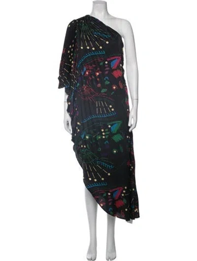 Pre-owned Hutch Graphic Print Long Dress In Black