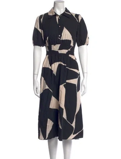 Pre-owned Hutch Graphic Print Midi Length Dress In Blue