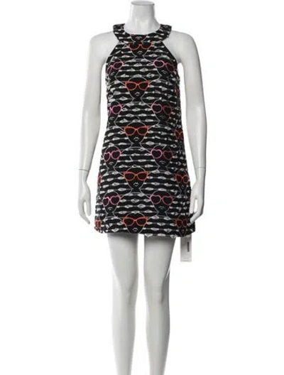 Pre-owned Hutch Graphic Print Mini Dress In Black