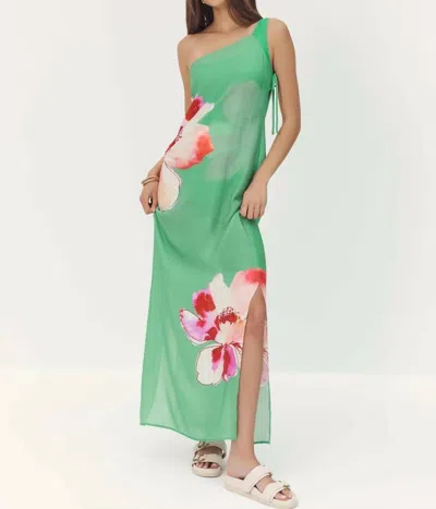 Hutch Gweny Cover-up Dress In Green Placement Watercolor In Multi