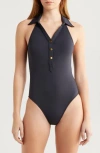 Hutch Halter Neck One-piece Swimsuit In Black