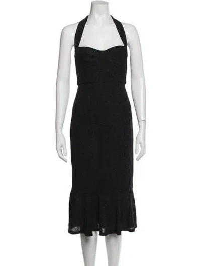 Pre-owned Hutch Halterneck Midi Length Dress In Black