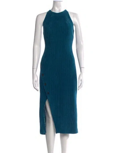 Pre-owned Hutch Halterneck Midi Length Dress In Blue