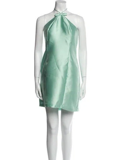 Pre-owned Hutch Halterneck Mini Dress In Green