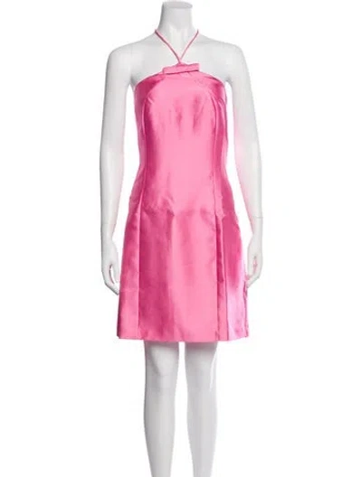 Pre-owned Hutch Halterneck Mini Dress In Pink