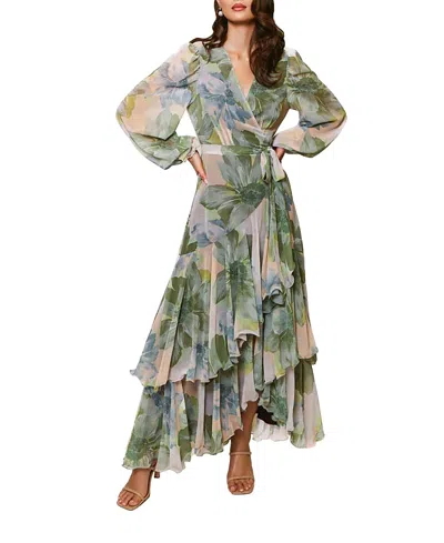 Hutch Helene Floral Wrap Maxi Dress In Green