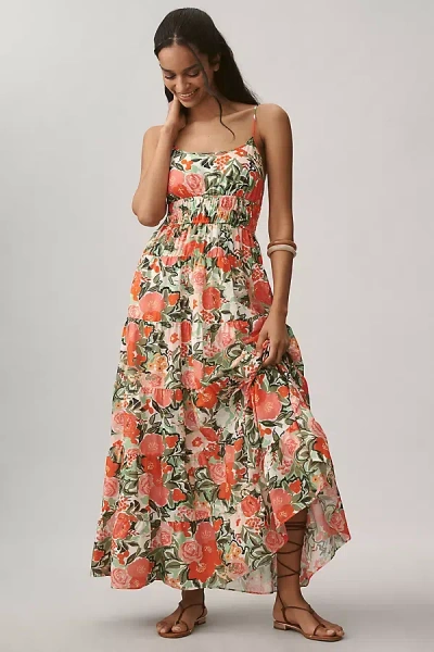 Hutch Hutton Sleeveless Square-neck Tiered Maxi Dress In Multi