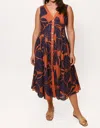 Hutch Indy Floral Midi Dress In Copper Plumeria
