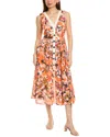 Hutch Indy Floral Midi Dress In Orange