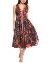 Hutch Indy Floral Midi Dress In Copper Plumeria In Orange