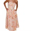 Hutch Iris Strapless Pleated A-line Midi Dress In Pink