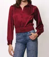 Hutch Jama Smocked Blouse In Cabernet In Red