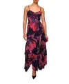 Hutch Jamila Ruffled Floral Long Dress In Black