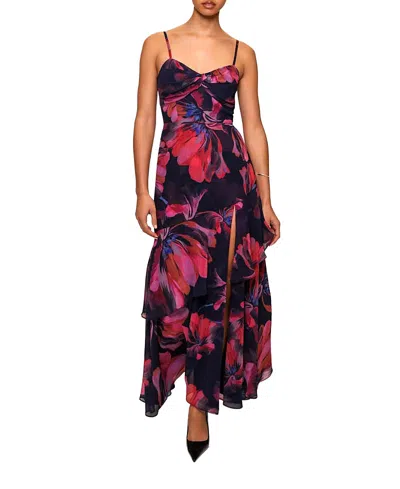 Hutch Jamila Ruffled Floral Long Dress In Black