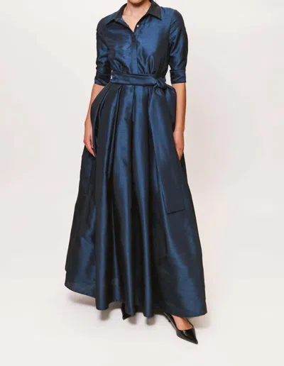 Hutch Jordana Shirt Dress Gown In Navy In Blue