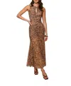 Hutch Julia Ruched Mesh Maxi Dress In Brown
