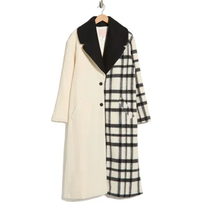 Hutch Kallie Notched Lapel Mixed Print Coat In White