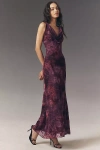Hutch Khloe Cowl-neck Stretch Burnout Velvet Maxi Dress In Purple