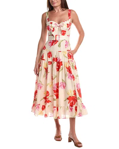Hutch Klea Midi Dress In Watercolor Rococo Bouquet Ivory In Neutral