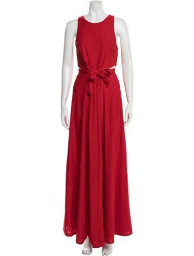 Pre-owned Hutch Lace Pattern Long Dress In Red