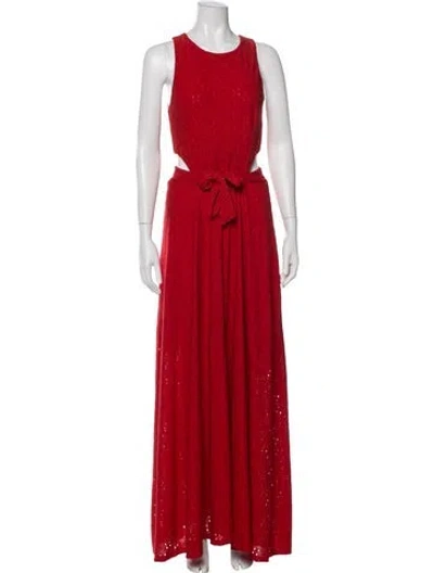 Pre-owned Hutch Lace Pattern Long Dress In Red