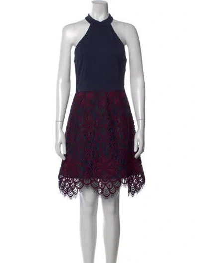 Pre-owned Hutch Lace Pattern Mini Dress In Blue