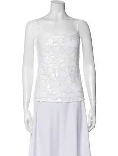 Pre-owned Hutch Lace Pattern Scoop Neck Top W/ Tags In White