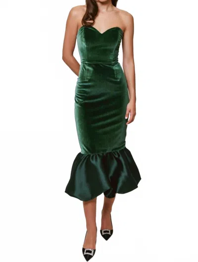 Hutch Laken Strapless Midi Dress In Emerald In Green