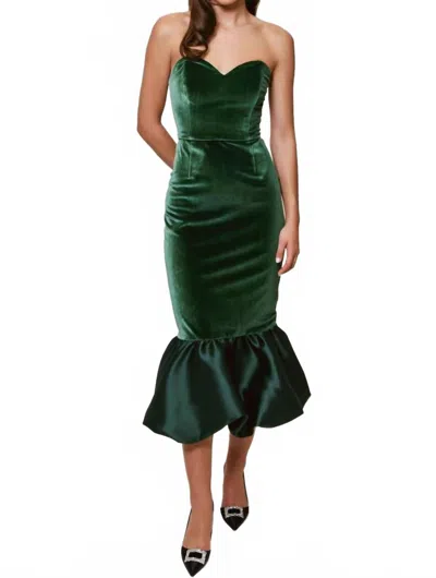 Hutch Laken Strapless Sweetheart Midi Dress In Green