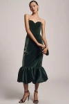 Hutch Laken Strapless Sweetheart Midi Dress In Green