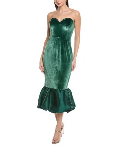 Hutch Laken Velvet Midi Dress In Green