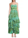Hutch Lanza Strapless Tiered Ruffle Maxi Dress In Blue
