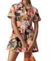 Hutch Larsen Belted Mini Dress In Pink Pattern In Multi