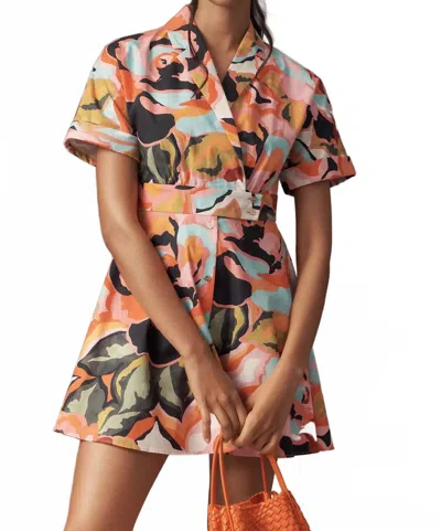 Hutch Larsen Belted Mini Dress In Pink Pattern In Multi