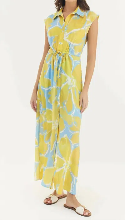 Hutch Layton Dress In Watercolor Gardenia In Yellow