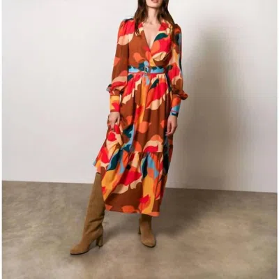 Hutch Lera Maxi Dress In Copper Colorblocked Floral In Multi