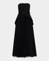 Hutch Lilibet Strapless Pleated Tulle & Gabardine Gown In Black
