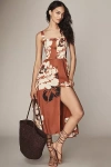 Hutch Linen Blend Sleeveless Square-neck A-line Midi Dress In Brown