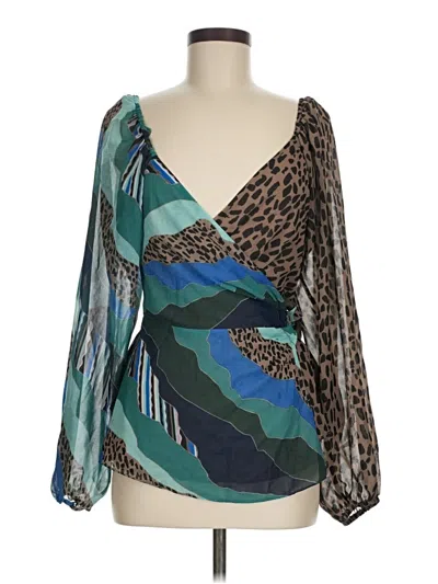 Pre-owned Hutch Long Sleeve Blouse In Blue