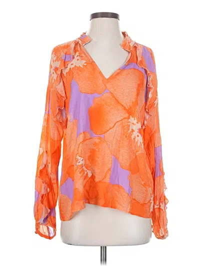 Pre-owned Hutch Long Sleeve Blouse In Orange