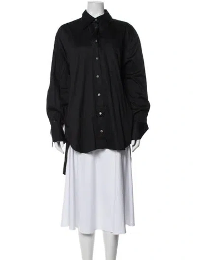 Pre-owned Hutch Long Sleeve Button-up Top In Black