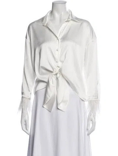 Pre-owned Hutch Long Sleeve Button-up Top In White