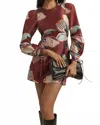 Hutch Puff Shoulder Long Sleeve Minidress In Multi