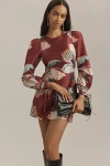 Hutch Puff Shoulder Long Sleeve Minidress In Purple